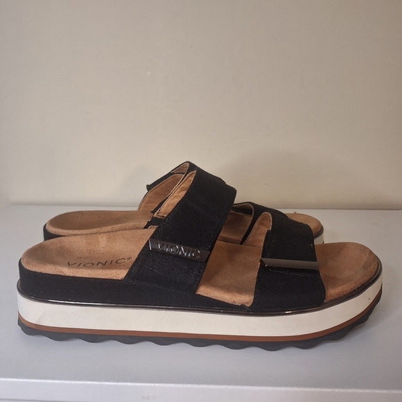 Vionic Phoenix Brandie Slide Black Linen Size 11 - Picture 6 of 14